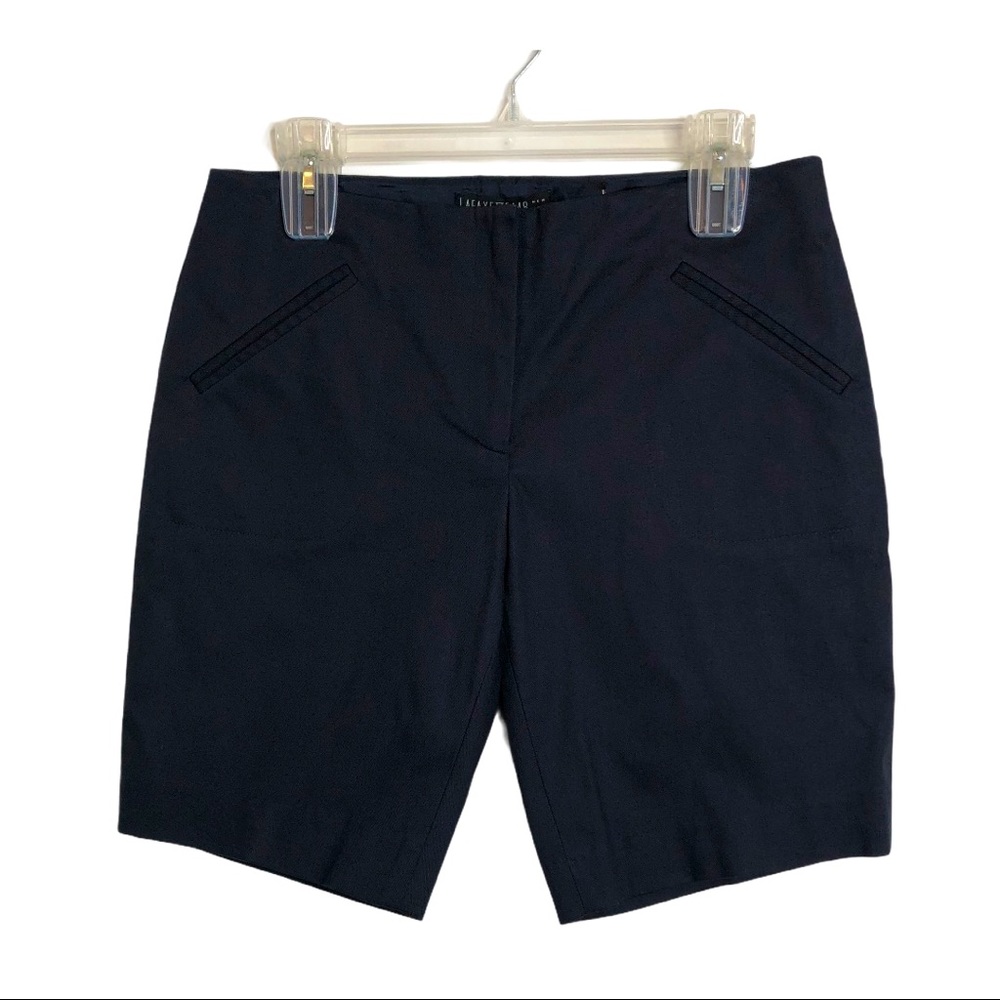 LAFAYETTE 148 L.A.M.B Navy Dressy Bermuda Shorts Size 4 Designer Y2K Preppy